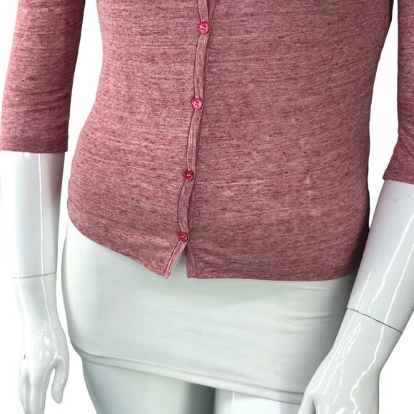 Majestic Filatures Womens Size 3 US M Deluxe Tee Shirt Cardigan Linen V Neck - Picture 3 of 15